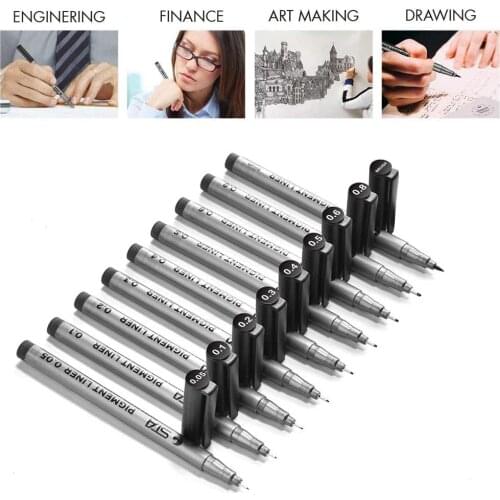 Black Waterproof Archival ink Micro Fine Point Liner Pen Multiliner -Sketching Anime Artist Illustration,Technical Drawing
