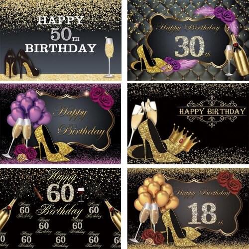 High Heels Champagne Bballoon Queen Series Background Ladies Birthday Party Decoration Photography Studio 3D Digital Backdrop