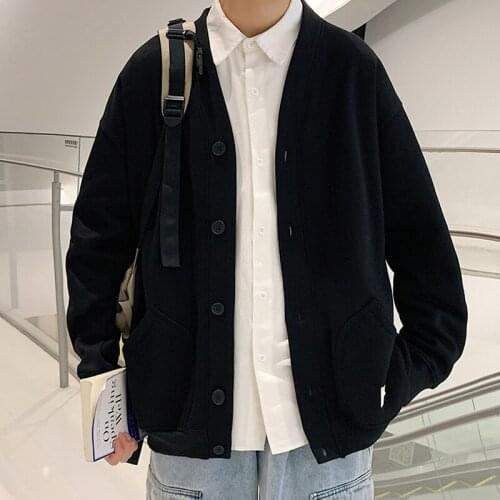 Harajuku Cardigan Hoodies Single-Breasted Stand Collar Fashion Sweatshirts Autumn Loose Korean Top Hoodies Black Gray