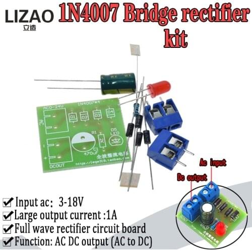 1N4007 Diy Kit IN4007 Bridge Rectifier AC DC Converter Full Wave Rectifier PCB Board KIT Parts Electronic Suite