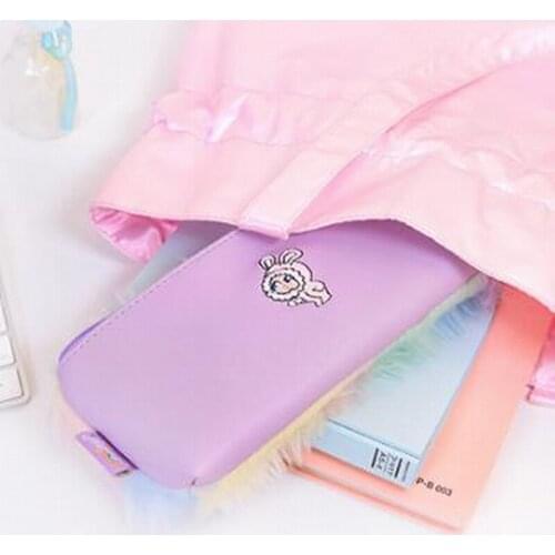 Colorful plush fur women handbag flap handbags kawii girls shoulder crossbody bag leather clutch envelope purse bolsa