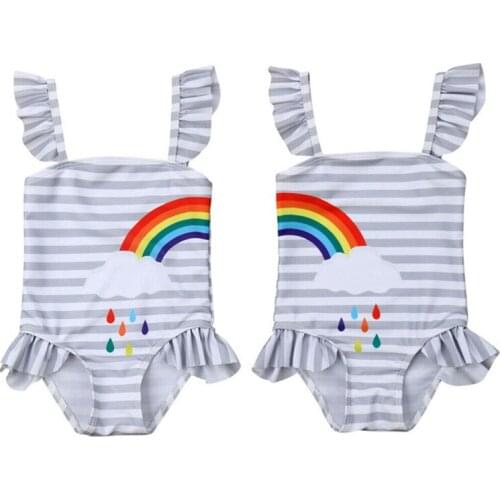 1-5Years Kid Baby Girl Striped Bikini Swimwear Swimsuit Bathing Suit Beachwear