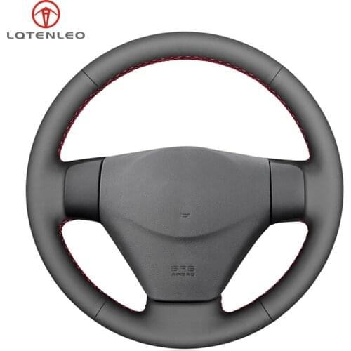 LQTENLEO Black Artificial Leather Car Steering Wheel Cover For Hyundai Getz 2005-2011 Accent 2006-2011 Kia Rio Rio5 2006-2009