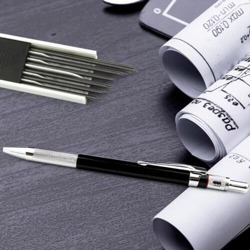 Mechanical Pencil 2.0mm Lead with Refill Student School Metal Drawing Supplies for Household School Children Accessories
