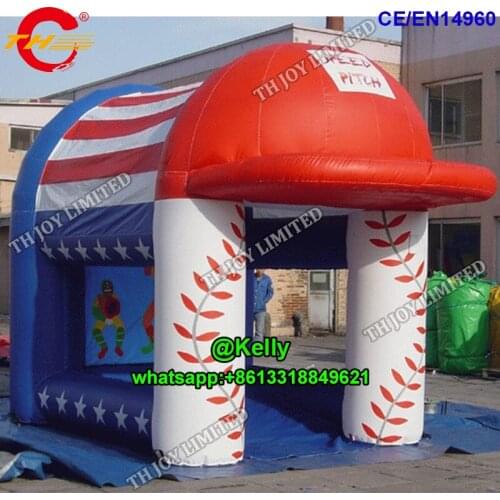 Free door shipping inflatable speed pitch for sale, inflatable rugby ball shooting game, carnival inflatable baseball pitch game