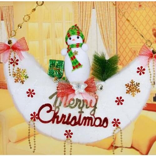 Wall Door Hanging Merry Christmas Wreath with Christmas decorations moon Xmas banner snow man 30~50cm home Living room Decor