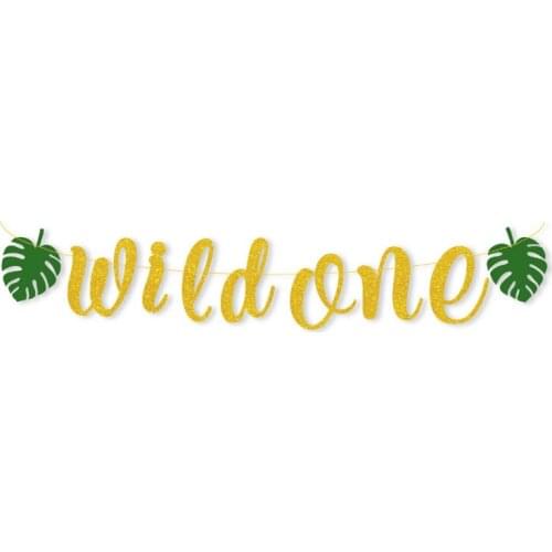 One Birthday Banner Palm Leaves Wild One Garland First Year Photo Banner for Baby Kids 1st Birthday Party Decorations