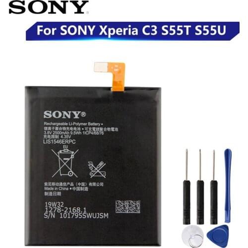 Original Replacement Sony Battery For SONY Xperia C3 S55T S55U LIS1546ERPC Genuine Phone Battery 2500mAh