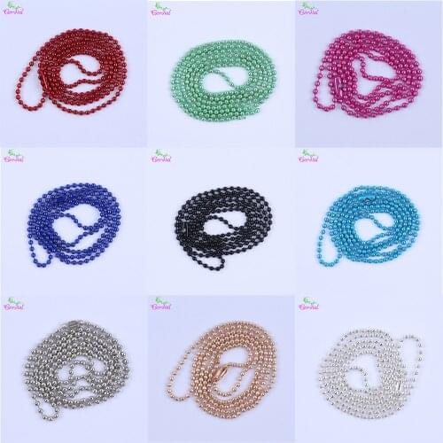 Choose Color Fashion Ball 2.4MM 20Pcs/Lot 23.5 Inch 60CM Rhodium Plated Ball Chain Necklace For Charms Jewelry Accessories