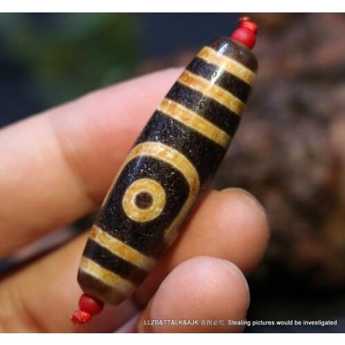 Power Energy Tibetan Old Agate Iovry Color 2 Eye 4 Line True Love dZi Bead Amulet AAA ZY Timestown UPD519A9
