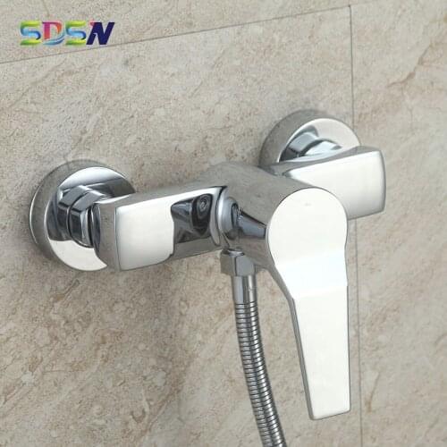 Bathroom Shower Faucet SDSN Polished Chrome Bath Shower Faucet Inwall Mounted Down Hole Bathroom Shower Tap Mixer Faucets
