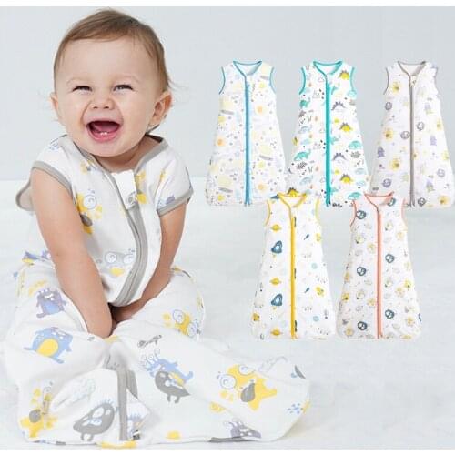 Baby Zipper Sleeping Bags Soft Sleeveless Wearable Blanket Cotton Swaddle Wrap Newborn Sleepsack Blanket Bedding