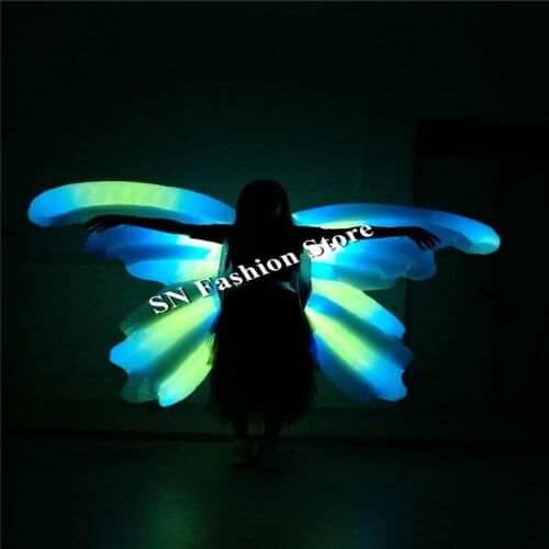 TC185-1 Ballroom dance led costumes fiber Programmable rgb light stage show wings colorful catwalk performance clothe butterfly