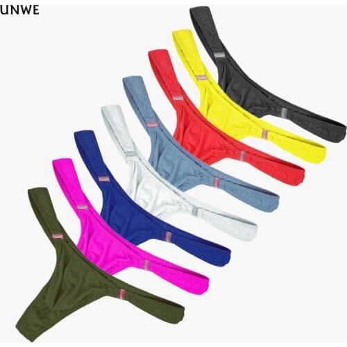 UNWE 2020 U Convex Mens Briefs Sexy Mini Men Thong Tanga Sexy Ice Silk U Convex Crotch Underpants Releasable Button