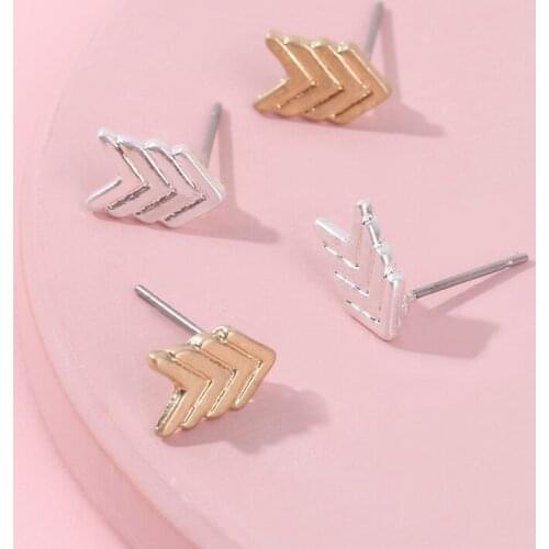 Gold Silver Color Stacked V Chevron Studs Earrings for Women