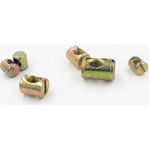 10pcs M8 Barrel Bolts Cross Dowel Slotted Furniture Nut fittings for Beds Crib Chairs Horizontal hole nut hammer embedded nut