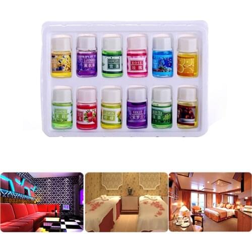 12 Bottles/Pack Natural Plants Fragrance 3ml Essential Oil Water soluble For SPA Aromatherapy Humidifier Perfume Purifying Air