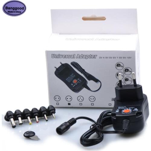 12W AC DC Universal Adaptor Adjustable Power Supply Adapter 3v 4.5v 5v 6v 7.5v 9v 12v 1.2A Switch Charger w/ 6 Detachable Plugs