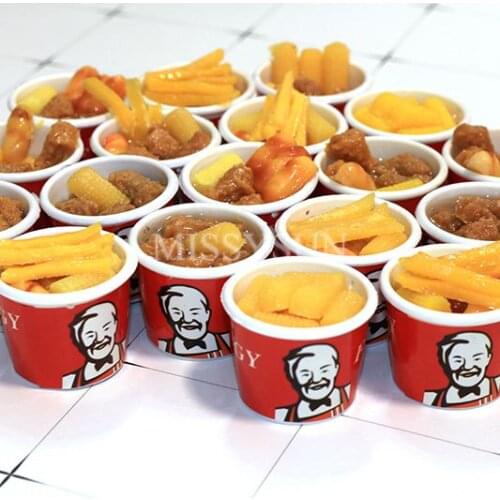 2pcs 1:6 Scale Miniature Dollhouse bucket Fast Food for Dollhouse Decor Pretend food Chips for blyth bjd Doll Accessories Toys