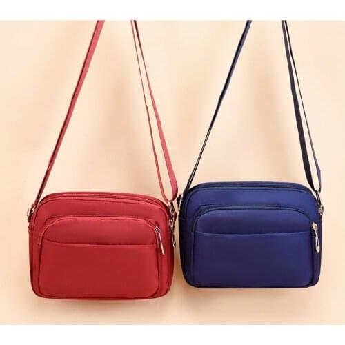 2021 Casual Solid Color Women Shoulder Bag Nylon Cloth Lady Messenger Bag Mobile Phone Bag Fashion Bag Middle-aged Mommy Bag