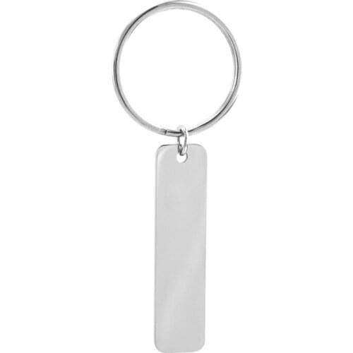 5pcs Keychain Stainless steel Custom Name Engrave Tags Disc Bar Cathead Paw Heart DIY Stamping Blank Rectangle Keyring