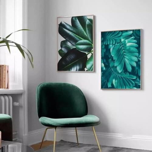 Abstract Wall Art Natural Fresh Green Leaves Paintings Nordic Canvas Posters and Prints Living Room Bedroom Corridor Decoration