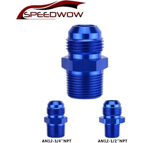 SPEEDWOW Car Parts Male AN12 to 1/2'' 3/4"NPT Straight Flare Pipe Thread Fittings Adaptor Hose Adapter Aluminum Alloy