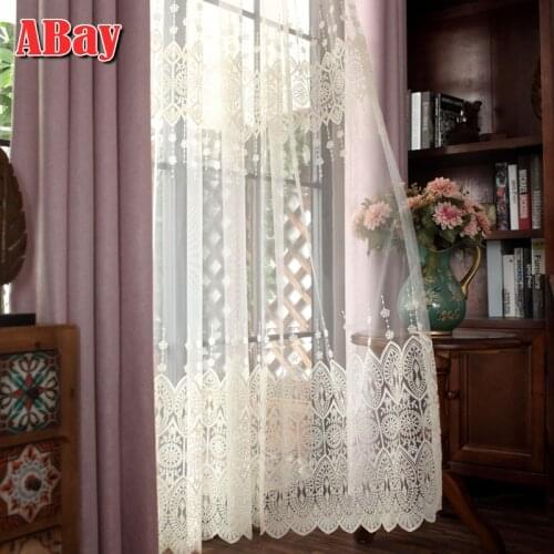 White Sheer Curtains for Living Room Tulle Windows for The Bedroom Curtains Embroidery Home Decoration Floral Voile Drapes