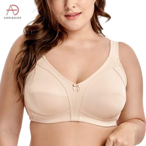Womens Non-Padded Wire Free Comfort Lift Full Coverage Support Bra Plus Size 34-52 B C D DD E F