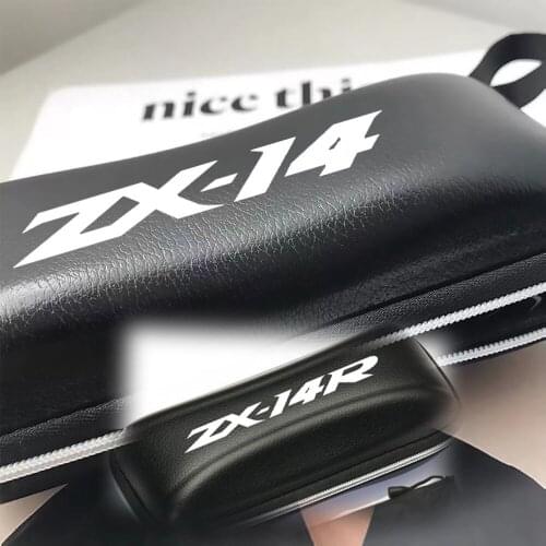For KAWASAKI NINJA ZX14R ZX-14R ZX14 ZZR motorcycle accessories Black leather printing logo glasses Case sunglasses Case Box