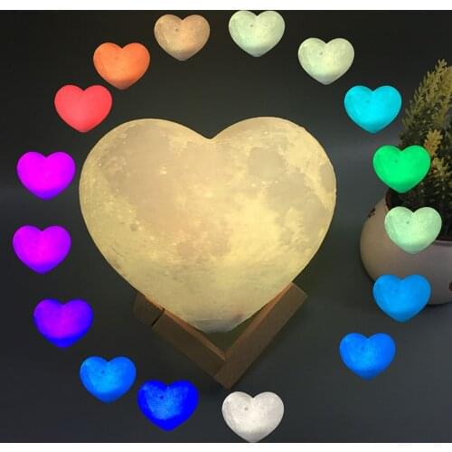 D2 3D Moon Lamp Night Light Love Heart Lamp USB Rechargable Girl Modeling lamp Romantic remote shape Decoration Birthday Gift