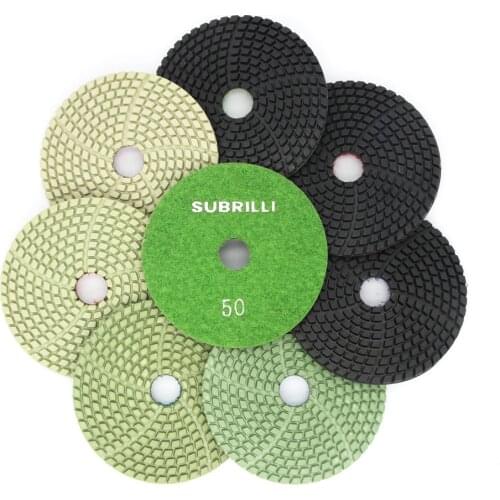 7PCS/SET 4" Diamond Polishing Pad Flexible Grinding Discs For Granite Quartz Artificial Stone Concrete Marble 100mm Polish Wheel