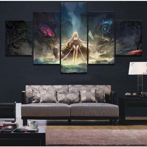 HD Wall Decor 5 Panel LOL Janna Game Poster Decorative Paintings Wall Pictures for Living Room Home Decoration
