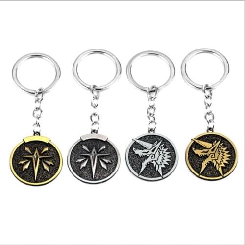 Game Monster Hunter Wolf Head Logo Alloy Keychain Pendant Necklace Personality Jewelry Of Holder Chaveiro Llaveros Accessory