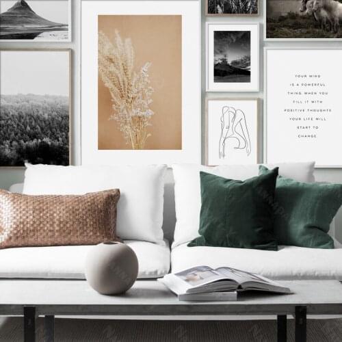 Reed Dried Flower Mountain Forest Horse Nordic Posters And Prints Wall Art Canvas Painting Wall Pictures Living Room Decoration