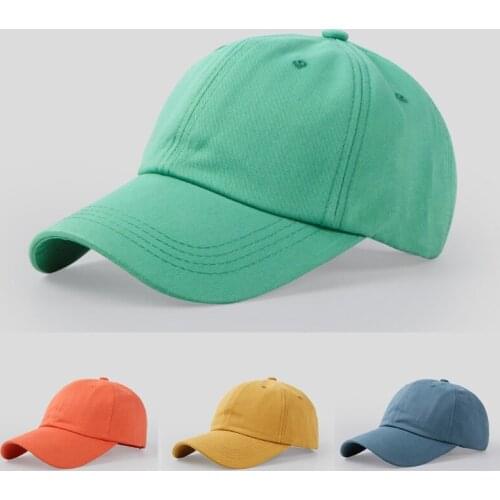 Korean Style Unisex Cotton Baseball Cap Simple Solid Color 6-Panel Outdoor Sport Hip Hop Adjustable Snapback Trucker Hat F42F
