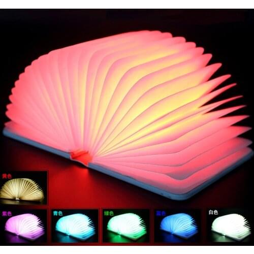 Creative colorful folding book lights color leather mini books the lamp magic paper folding lights led colorful book lights