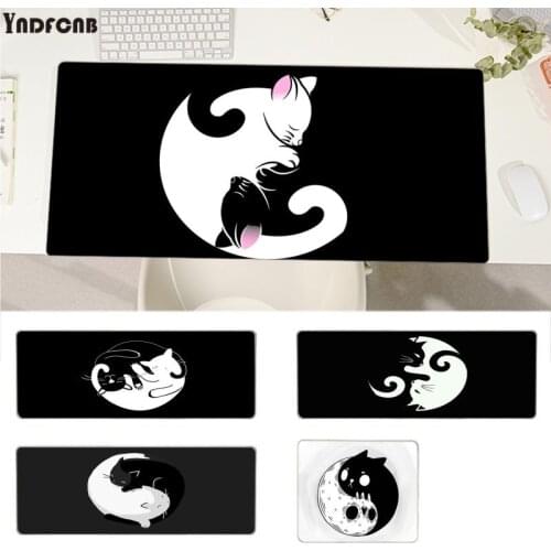 YNDFCNB cute Yin Yang cat black and white mousepad L XL XXL gamer mouse pad Size for Cs Go LOL Game Player PC Computer Laptop