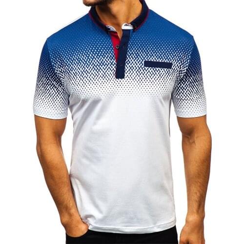 Brand Men Shirts 2021 New Fashion Printed Men Polo Shirts Gradient High Quality Breathable Summer Casual Polos for Men Clothing