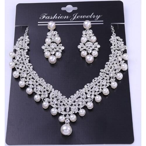 R2LE Bridal Jewelry Set Bride Crystal Rhinestone Tiara Earrings Necklace Sets for Wedding Prom Party Match with Wedding Dress