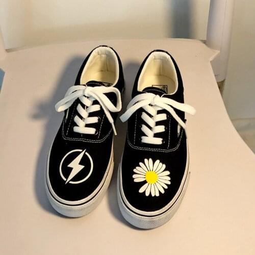 2020 Fashion New Daisy Canvas Shoes Female Black Ulzzang Students Korean-Style All-match Small Dirty Shoes Ins Fashion