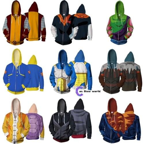 New Super Costume Vegeta/Son Goku Sweatshirts Cosplay Autumn men and women anime 3D Printing Jacket Hooded sweater