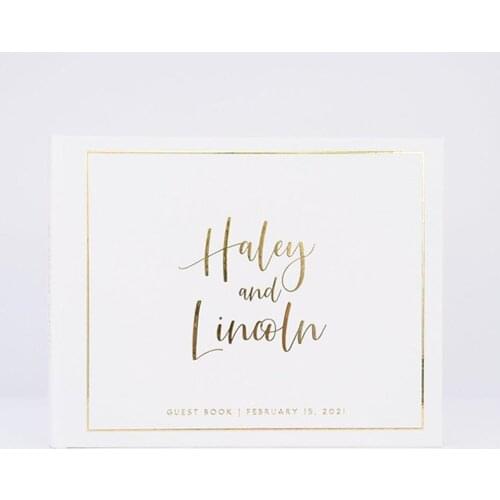 Personalized Gold Foil Wedding Guest Book, Custom Modern Wedding Guestbook Ideas, birthday Photo Book Sign In Keepsake Book