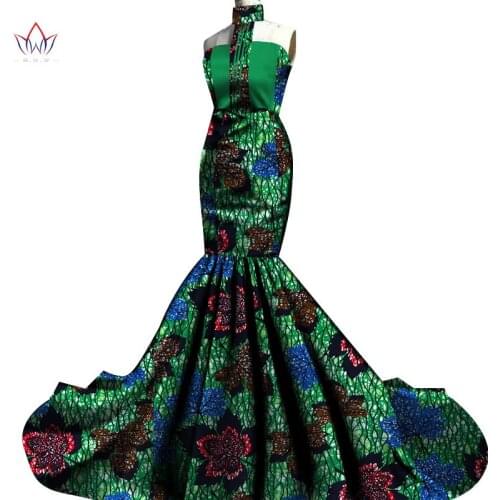 Sleeveless African Dresses for Women Dashiki Sexy Floor-length Long Mermaid Dress Plue Size Traditional Dress for Party WY8182