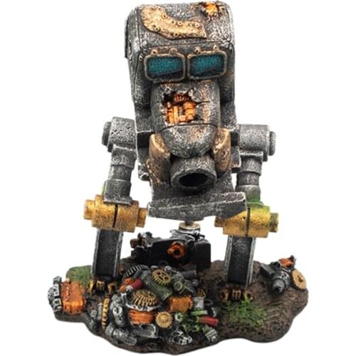 Resin Aquarium Decorations Robot Car Fish Tank Ornament Terrarium Sculpture