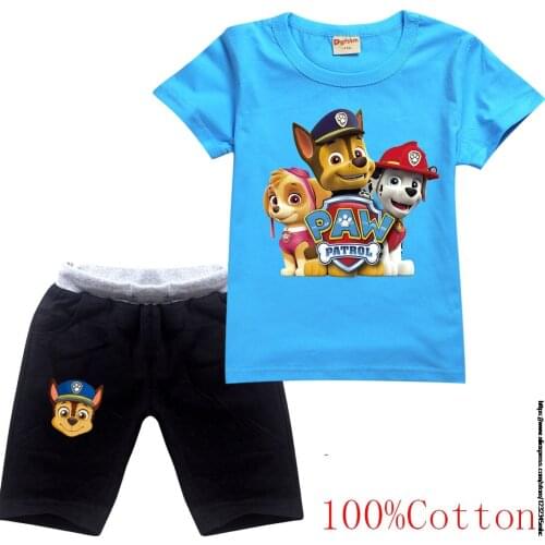 PAW PATROL Clothing Girls T Shirt Short Pants 2pcs Sets Fashion Boys T Shirts Pant Suit Kid Short Sleeve Children Clothes