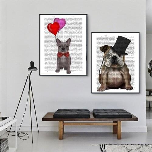 Cute Posters and Prints Newspaper Dog Pictures Animals Wall Print Flowers Cuadros Decoracion Salon Kids Room Decor Vin Pet Dog