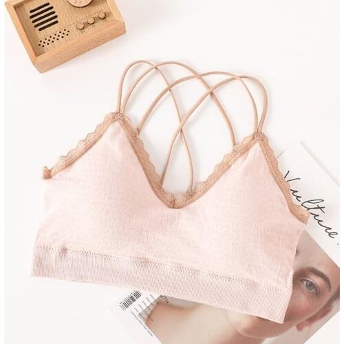 Women Tube Tops Sexy Crop Bra Solid Padded Seamless Sport Tops Lingerie Sleeveless Cross Back Underwear Intimate Female Tank Top