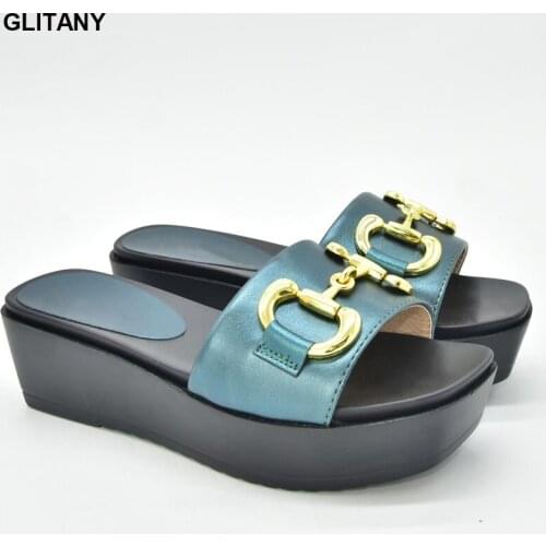 Women Party Pumps Round-toe Thick-soled Flat Mid-heel Fur Sandals Large Size Metal Chain Shoes All-match Womens Platform Heels