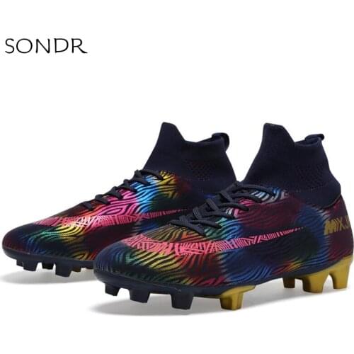 Explosive Long Studs Lawn Football Shoes Mens High Ankle Soles Outdoor Anti-skid Studs Professional Training Shoes Three-color